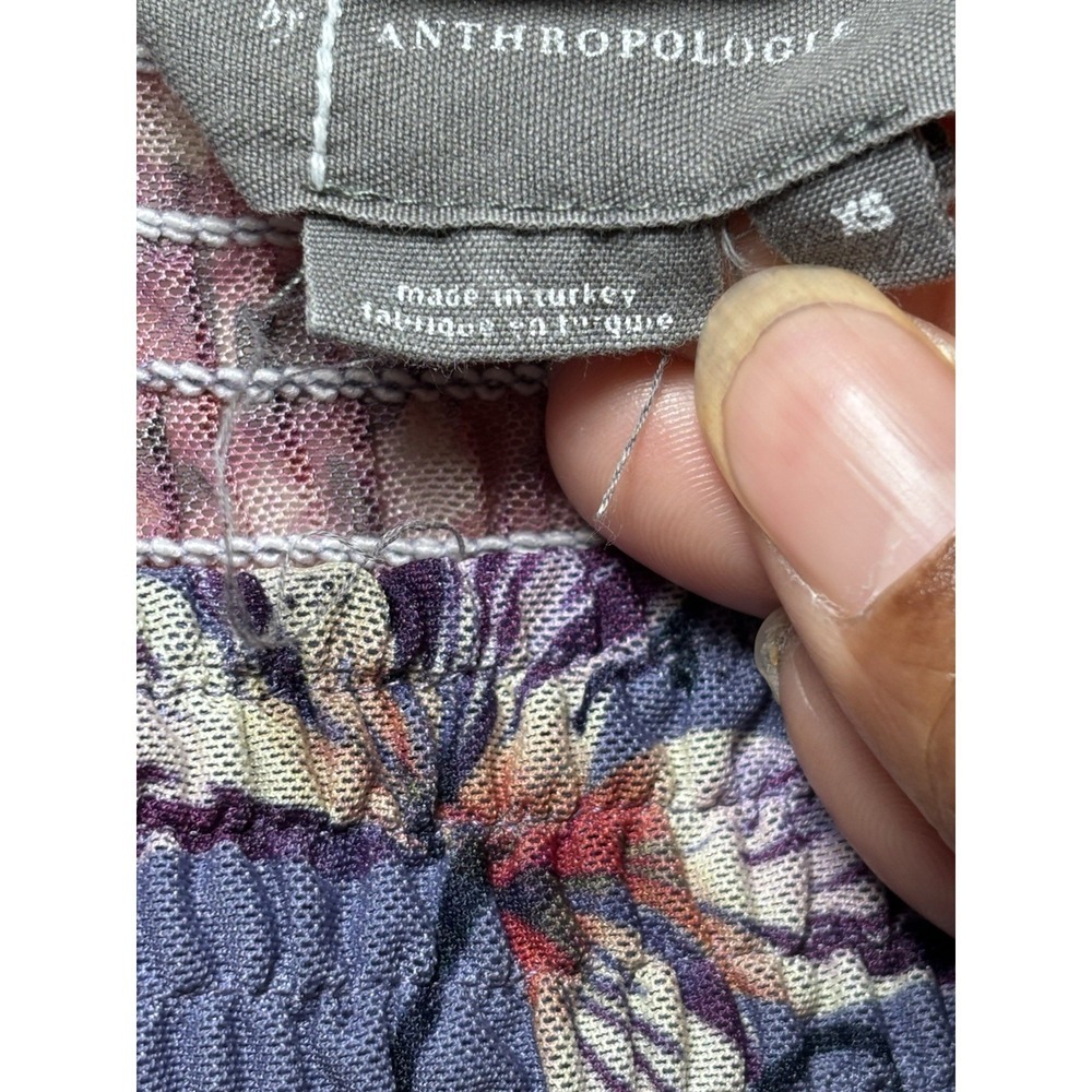 Anthropologie Floral Smocked Crop Top Womens XS Purple Long Sleeve Cottagecore - Picture 4 of 7